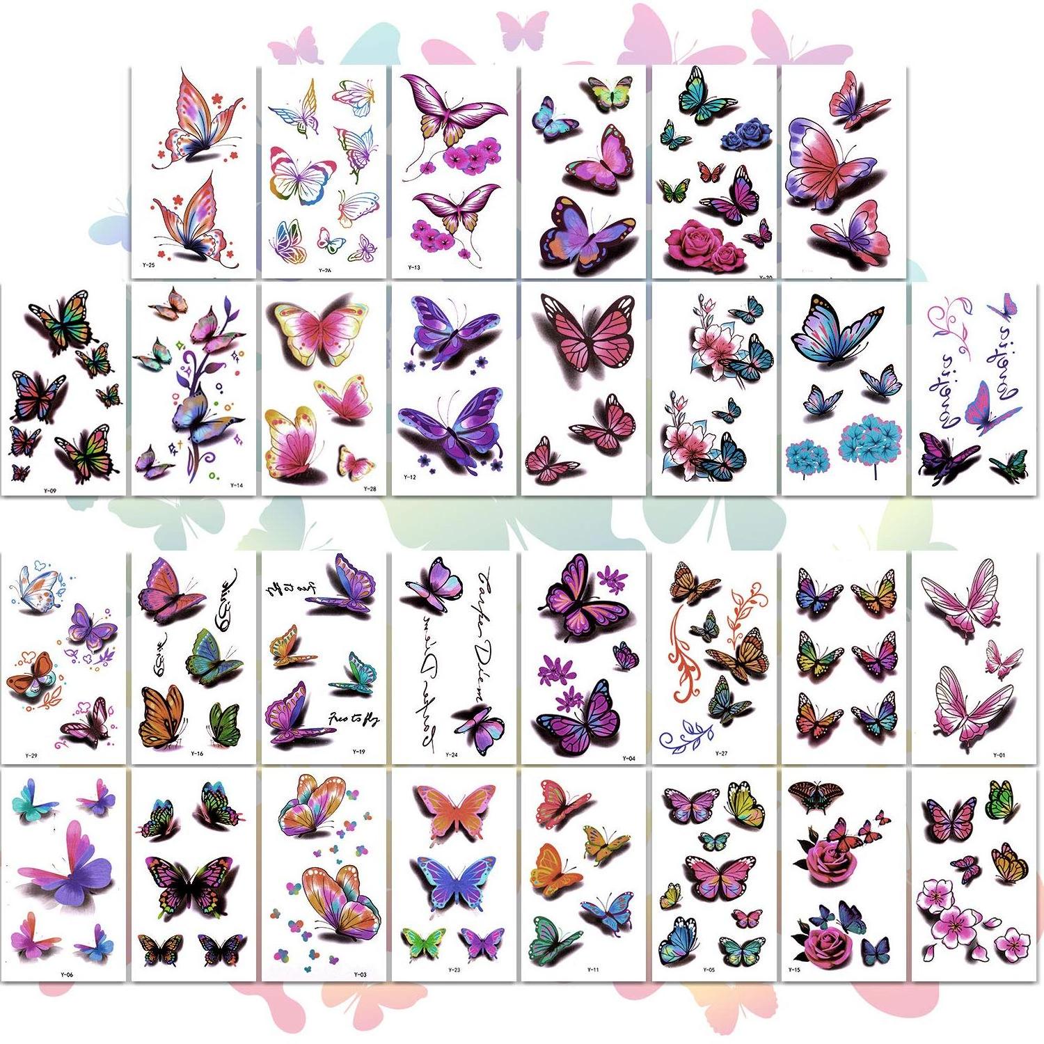 Wholesale Full Color Butterfly Tattoos Female Body Art Cool And Sexy Design 3d Butterfly Tattoo Stickers