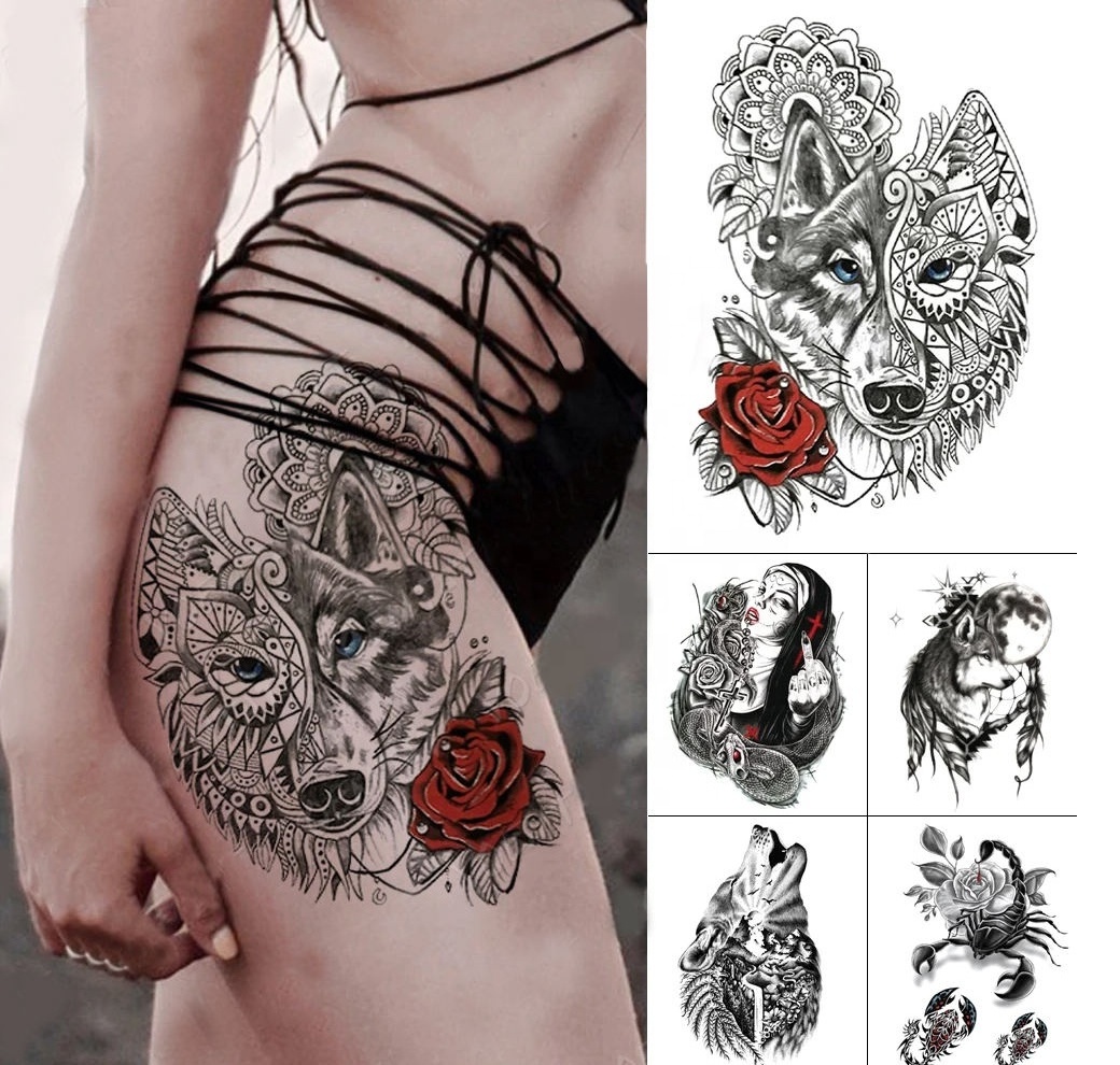 Temporary Tattoos Sticker Fake Arm Sleeve Sticker Tatoo Body Hand Face Eyes Chest Shoulder Tattoos for Men and Women Boys Girls