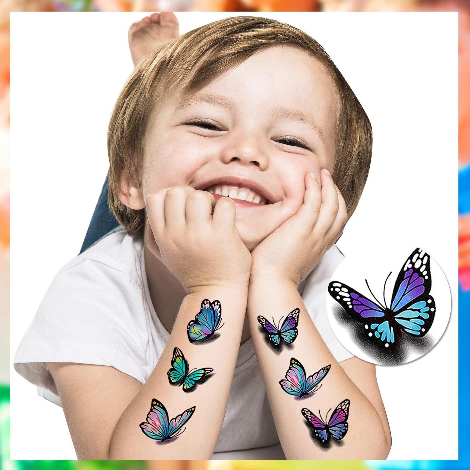 Wholesale Party Children Temporary Tattoo Sticker Glitter Powder Horse Mermaid Cartoon Dinosaur Waterproof Kids Tattoo Sticker