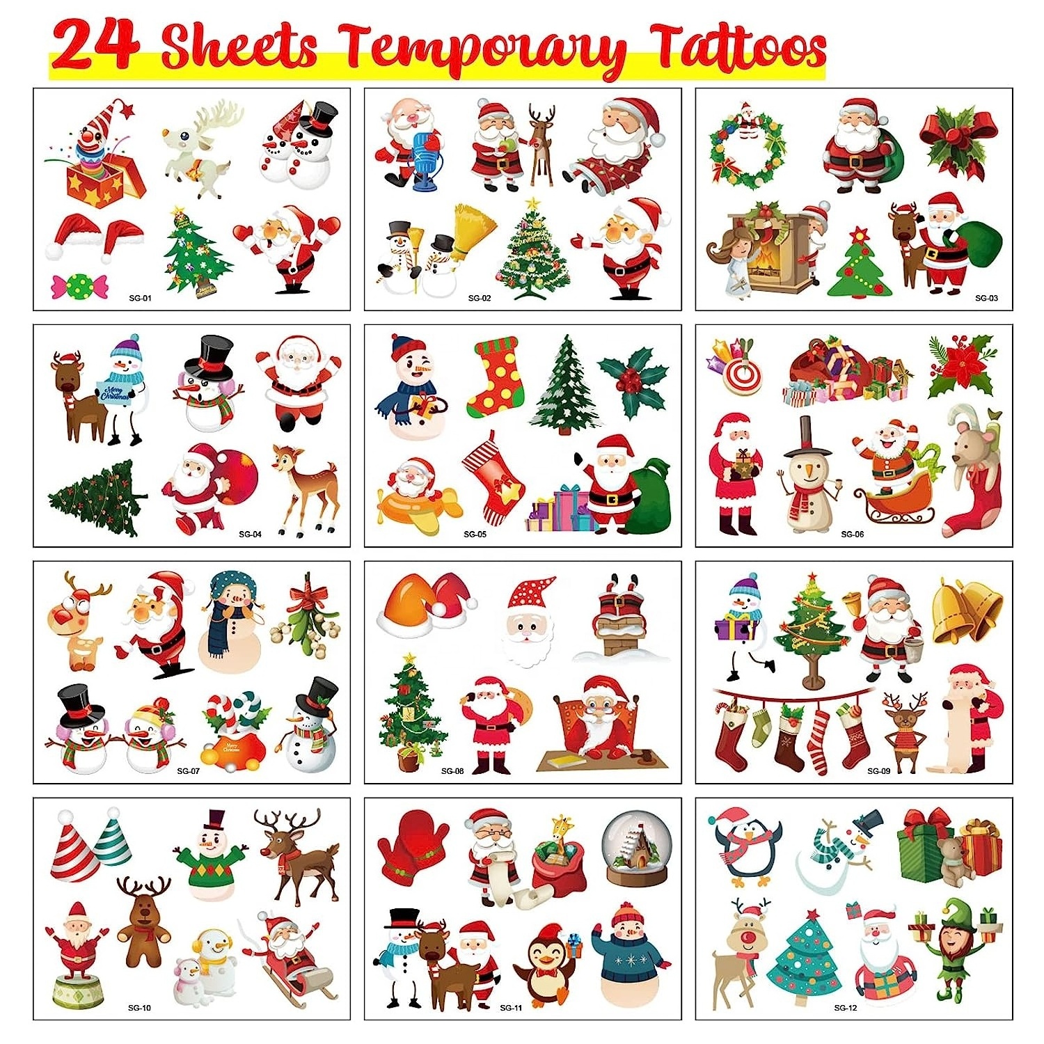 Snowman Elk Christmas Tree Kids Tattoo Stickers Christmas Party Favors Exquisite Stickers