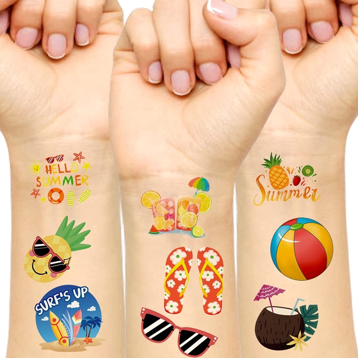 Summer Temporary Tattoo Stickers Customized Waterproof Adhesive Stickers For Kids