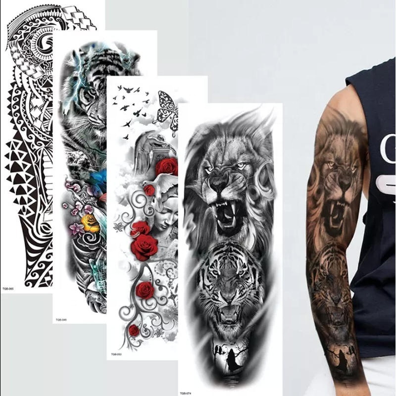 Temporary Tattoos Sticker Fake Arm Sleeve Sticker Tatoo Body Hand Face Eyes Chest Shoulder Tattoos for Men and Women Boys Girls