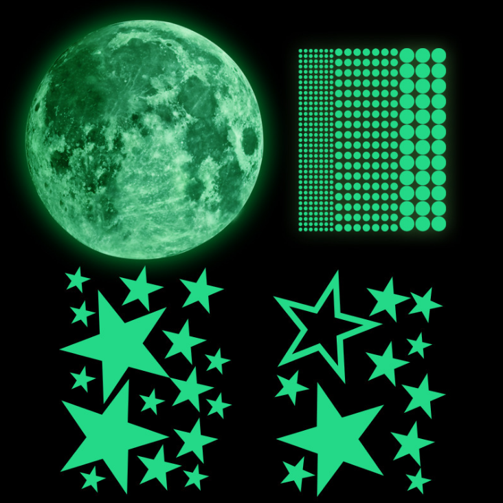 Custom Wall Stickers Wall Decals, Glow in dark Moon / Star / dot PVC Wall Stickers for kids Room