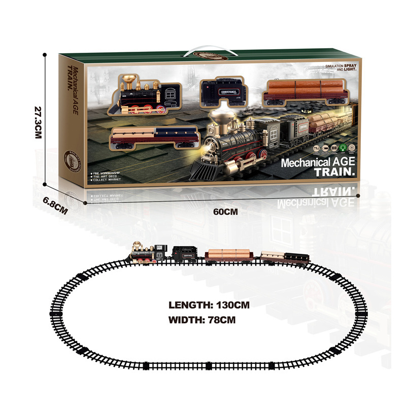 Classic retro small train intelligent electric light music smoking rail car children's rail steam small train toy model