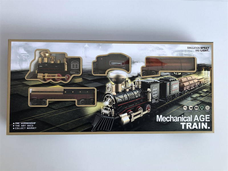 Classic retro small train intelligent electric light music smoking rail car children's rail steam small train toy model