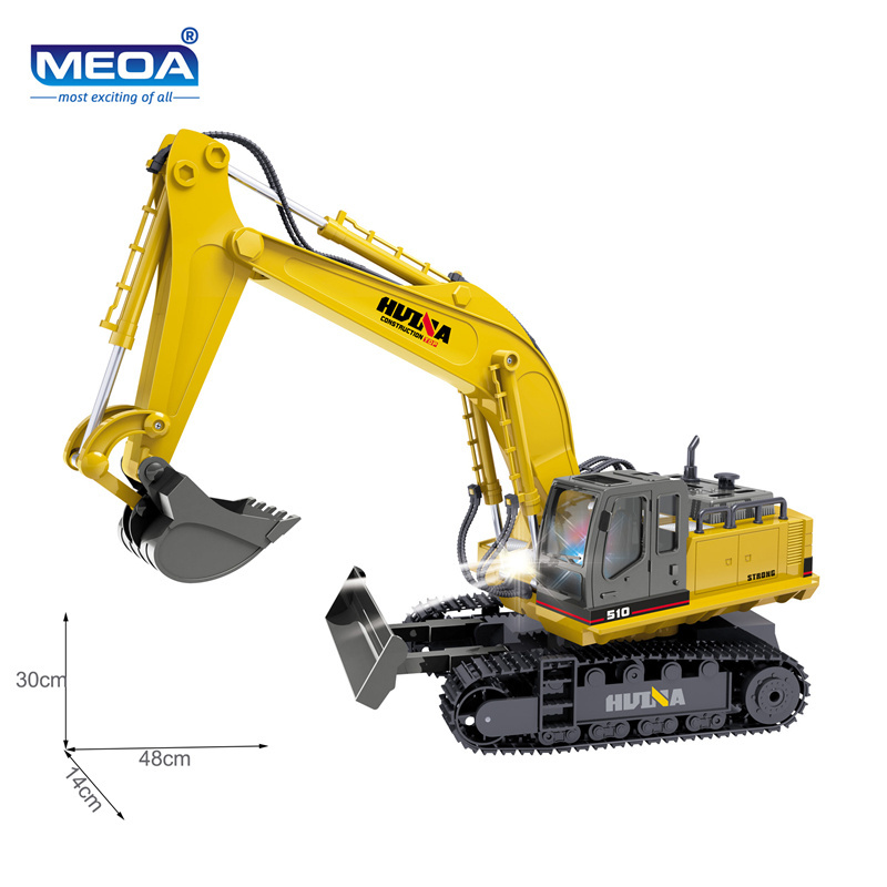 Huina 510 RC Excavator Car 2.4G 11CH Metal Remote Control Engineering Digger Truck Model Electronic Heavy Machinery Toy for Kids