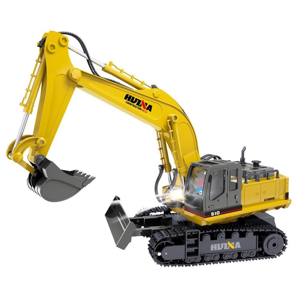 Huina 510 RC Excavator Car 2.4G 11CH Metal Remote Control Engineering Digger Truck Model Electronic Heavy Machinery Toy for Kids