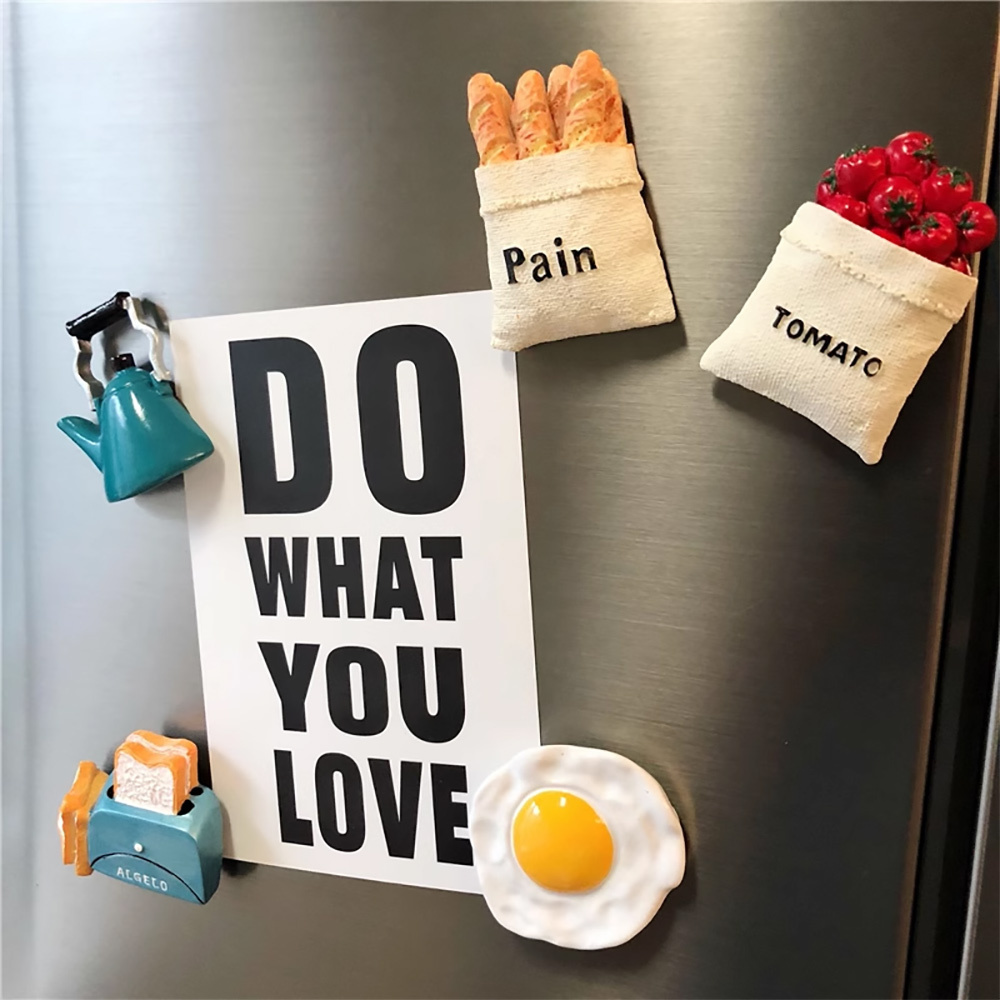 Hot selling creative cartoon resin refrigerator stickers three-dimensional fridge magnet afternoon tea food resin fridge magnet