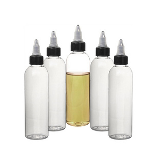 8oz Round Cylinder Graduation Clear PET Plastic Bottle with Screw-On Lids Glue Bottle Hair Oil bottle