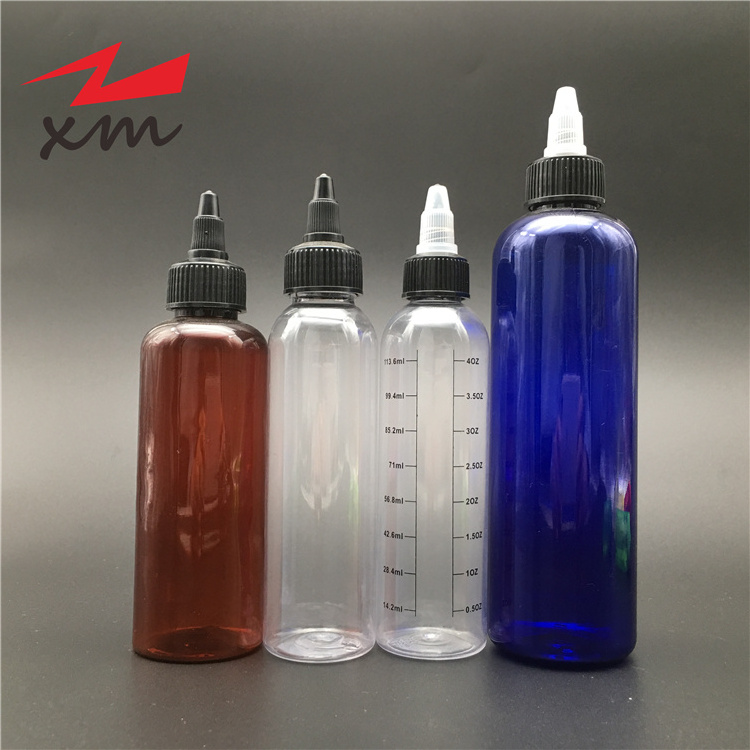 8oz Round Cylinder Graduation Clear PET Plastic Bottle with Screw-On Lids Glue Bottle Hair Oil bottle