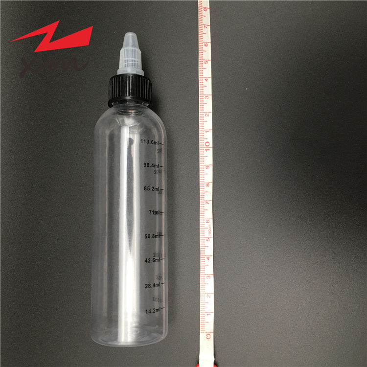 8oz Round Cylinder Graduation Clear PET Plastic Bottle with Screw-On Lids Glue Bottle Hair Oil bottle