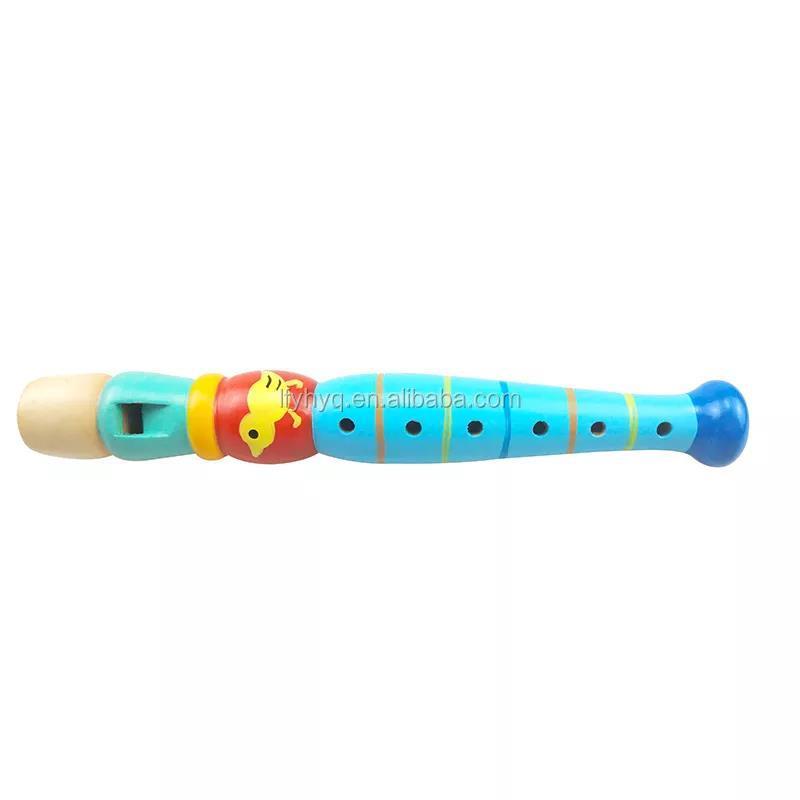 Wood Kids music toys small playing musical instrument colorful piccolo flute