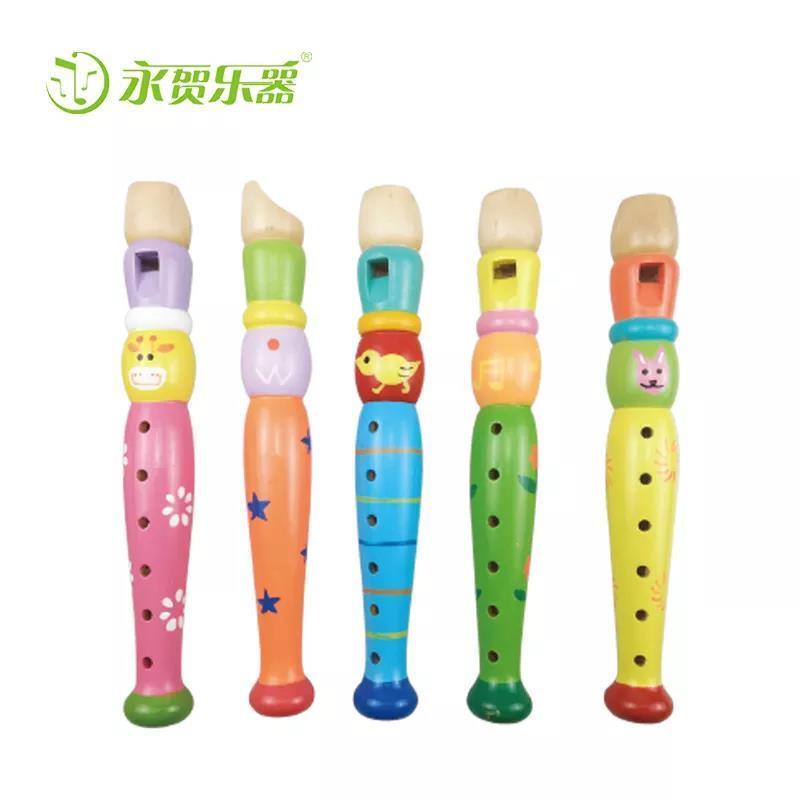 Wood Kids music toys small playing musical instrument colorful piccolo flute