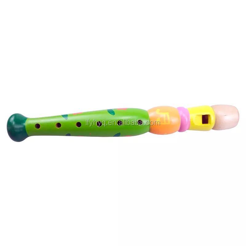 Wood Kids music toys small playing musical instrument colorful piccolo flute