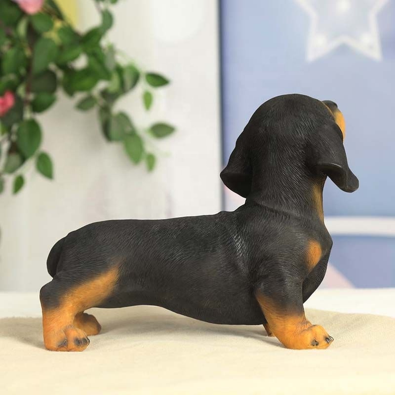 Wholesale Customized Resin Crafts Golden Christmas Holiday Dachshund Dog Statue Standing Up For Home decor Present Gift