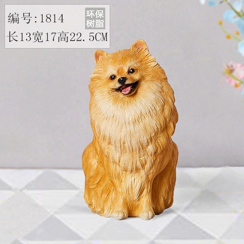 Hot selling  life size Pomeranian dog statues Dog lover gifts white animal dog figurine Mini Pomeranian Resin Puppy Statue