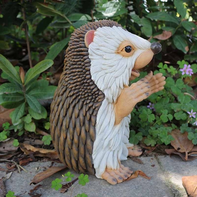 Garden decorative animal statues cute Egel figurine mini resin hedgehog with baby cute animal figurines garden hedgehog statue