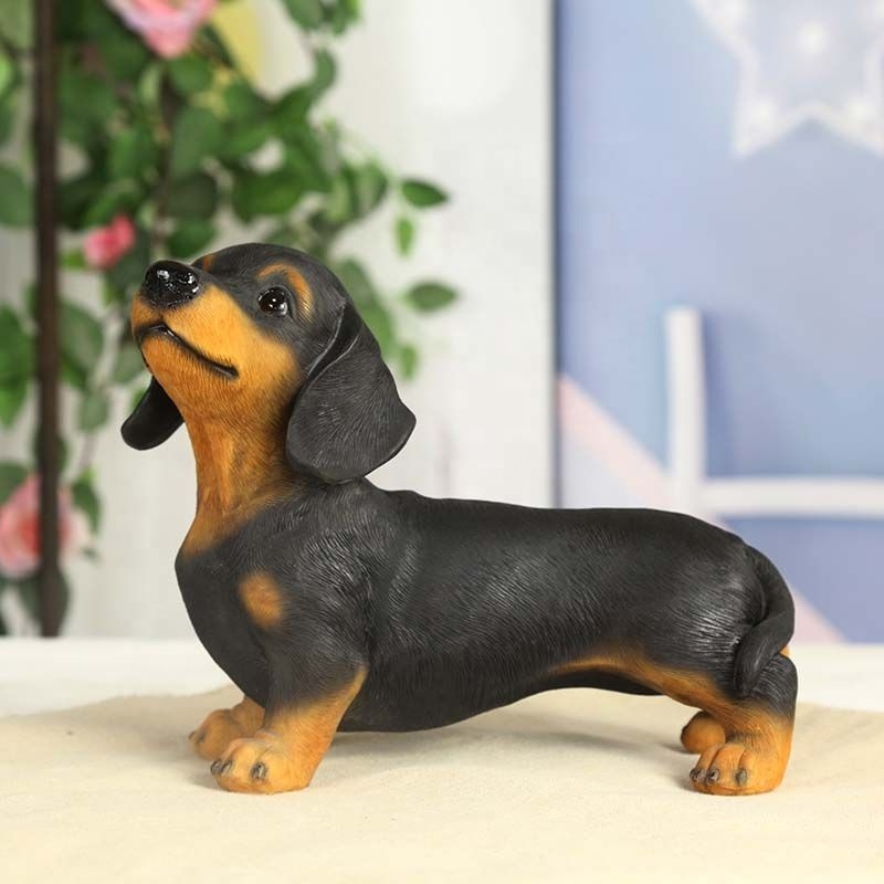 Wholesale Customized Resin Crafts Golden Christmas Holiday Dachshund Dog Statue Standing Up For Home decor Present Gift