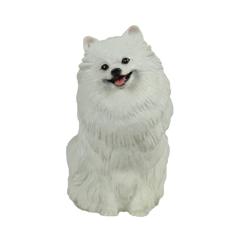 Hot selling  life size Pomeranian dog statues Dog lover gifts white animal dog figurine Mini Pomeranian Resin Puppy Statue