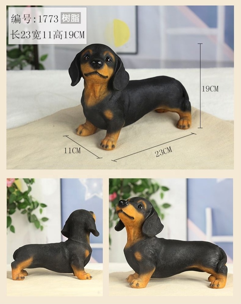 Wholesale Customized Resin Crafts Golden Christmas Holiday Dachshund Dog Statue Standing Up For Home decor Present Gift