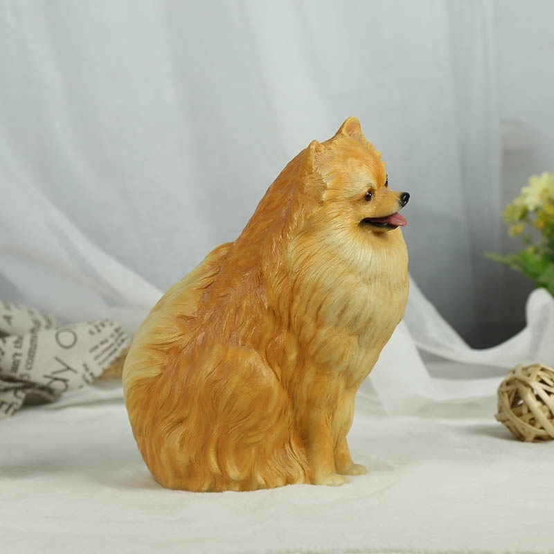 Hot selling  life size Pomeranian dog statues Dog lover gifts white animal dog figurine Mini Pomeranian Resin Puppy Statue