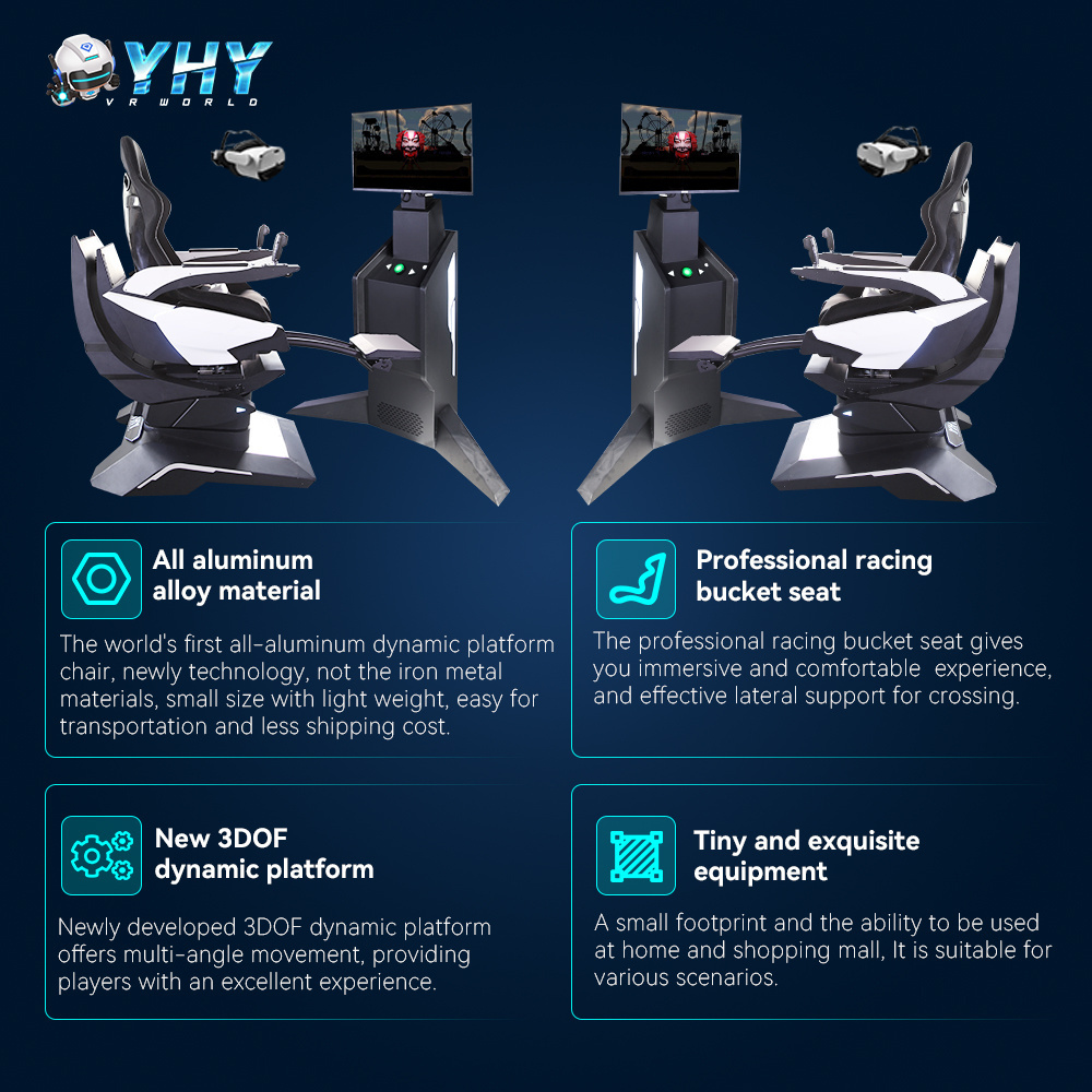 YHY New Launched All-aluminum Alloy Roller Coaster Game Machine Simulator Virtual Reality Cinema Chair 9D Vr 360