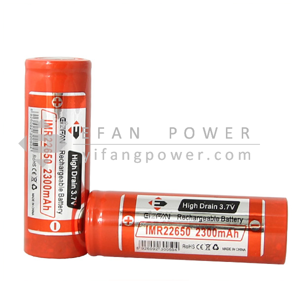 EFAN IMR 22650 2300mAh battery 3.7v High Li-ion Flat Rechargeable Battery Cell For /Power tools