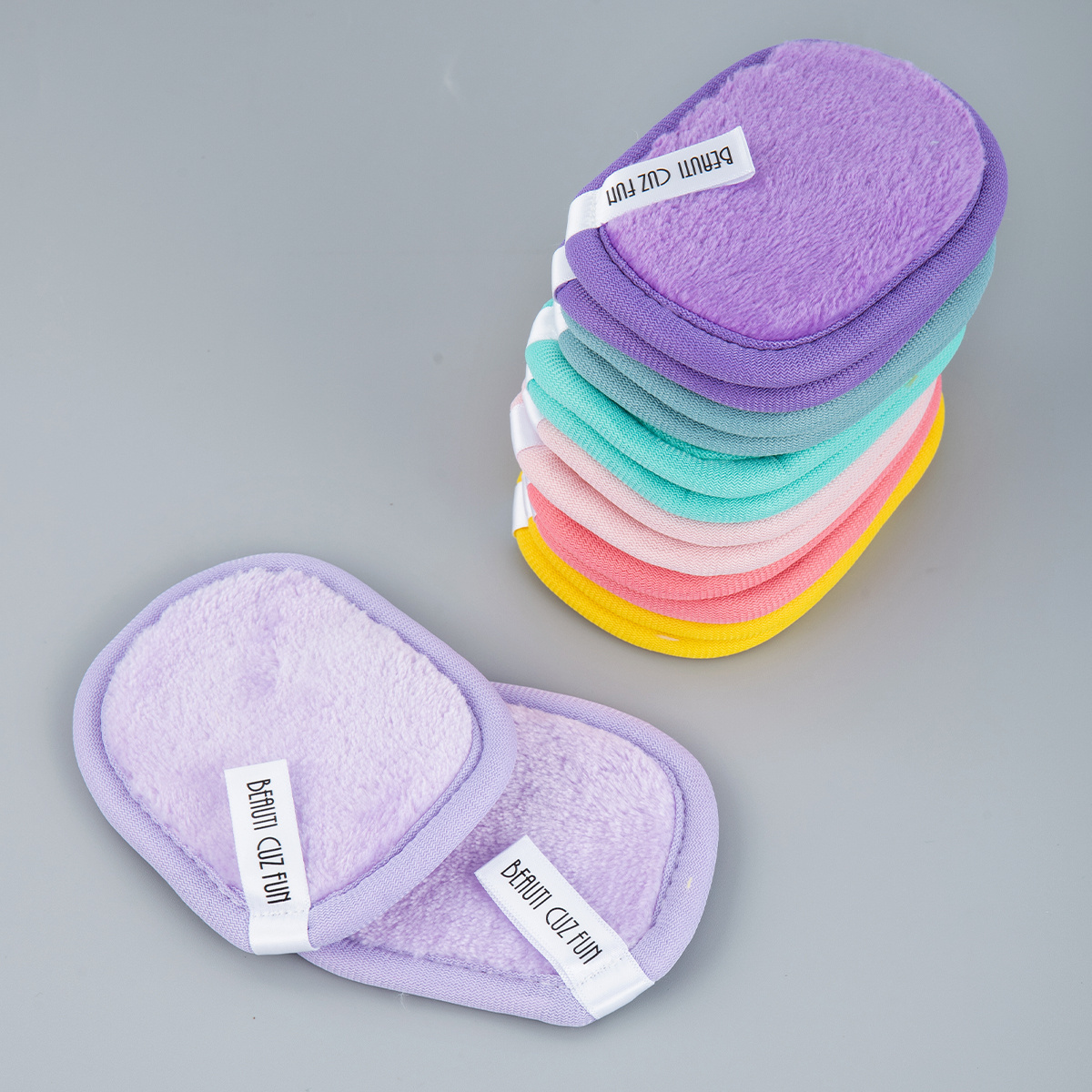 Customization Square Reusable Flannel Microfiber Makeup Remover Pads Facial Exfoliating Cleaning  Cloth For Washing Face