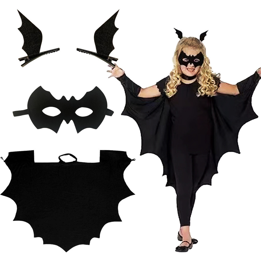 Wholesale Kids Bat Vampire Wings Halloween Cosplay Accessories and Bat Eye Mask Cloak Vampire Bat Costume