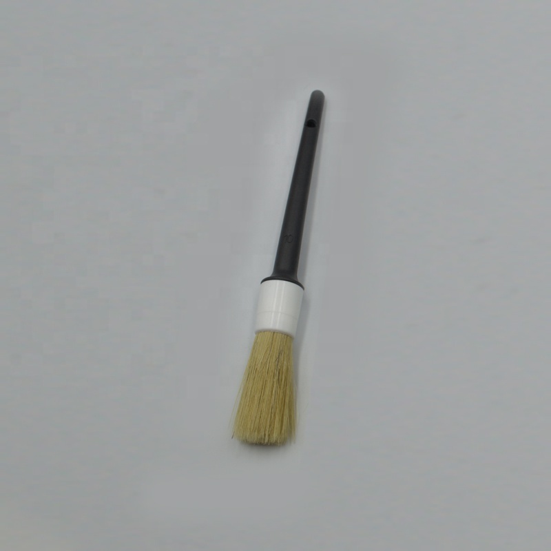 plastic handle natural white hog bristle car detailing brush for car wash