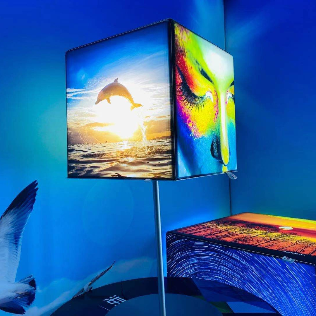 2023 advertising Display Cube Light Box LED fabric light box display frame SEG Aluminum Frame Fabric Cube Hanging LED Advertise