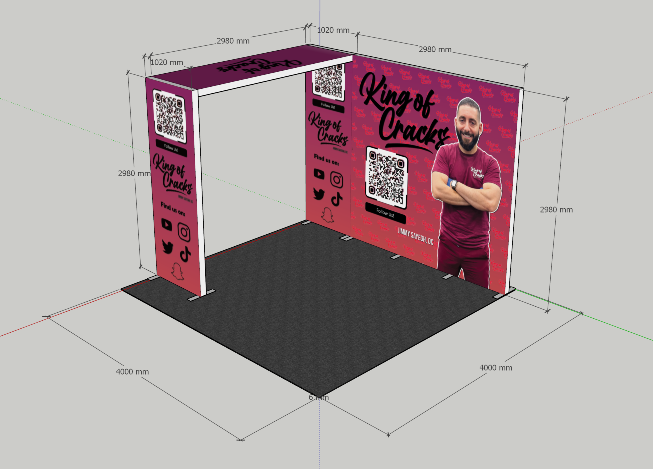 Tradeshow booth Fabric double-sided light box  Standing  illuminated Advertising display stands LED fabric Print