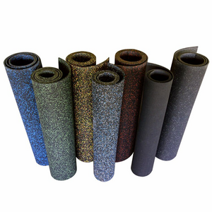 Colorful Epdm Flecks Black Rubber Gym Floor Roll Mat Tiles