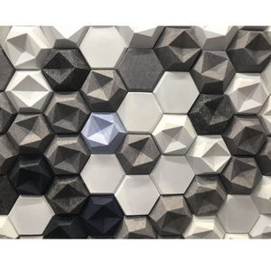 Customized 3d acoustic wall covering panel hexagon polyester fiber acoustic panel