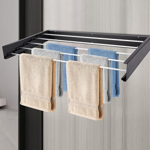 Foldable Black and White Japan Style Tough Aluminum Drying Rack Multi-functional Dryer Cloth Laundry Hangers Rack