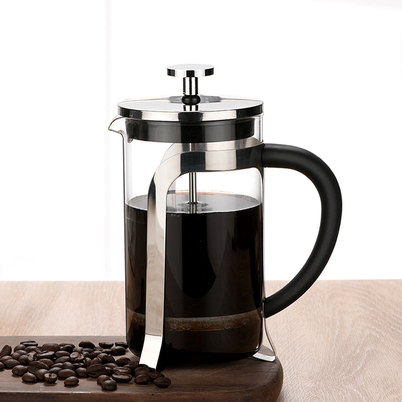 French Press Coffee Maker With 304 Stainless Steel Filters System, Heat Resistant Thickness Borosilicate French Press Glass