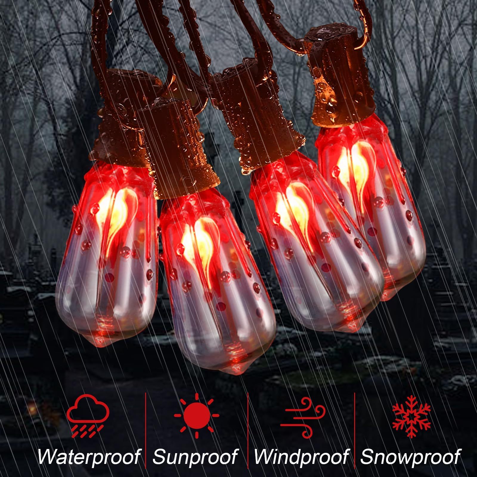 ST40 Halloween Flicker Flame Bloody Tears Bulbs Hanging Outdoor Halloween Light Outdoor Decorations String Lights