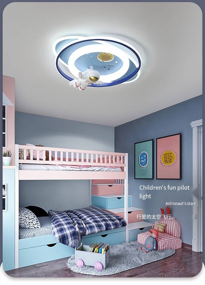 Nordic Eye Caring Blue astronaut rocket Starry Sky Led Acrylic ceiling pendant light for children room