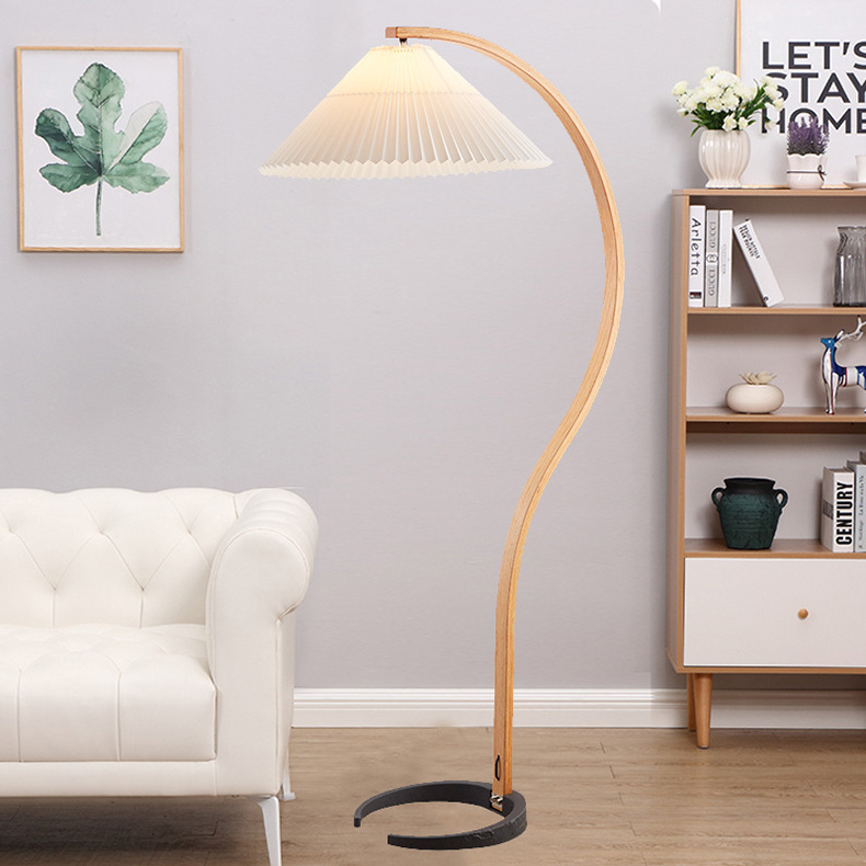 Modern Nordic style log umbrella living room white floor lamp