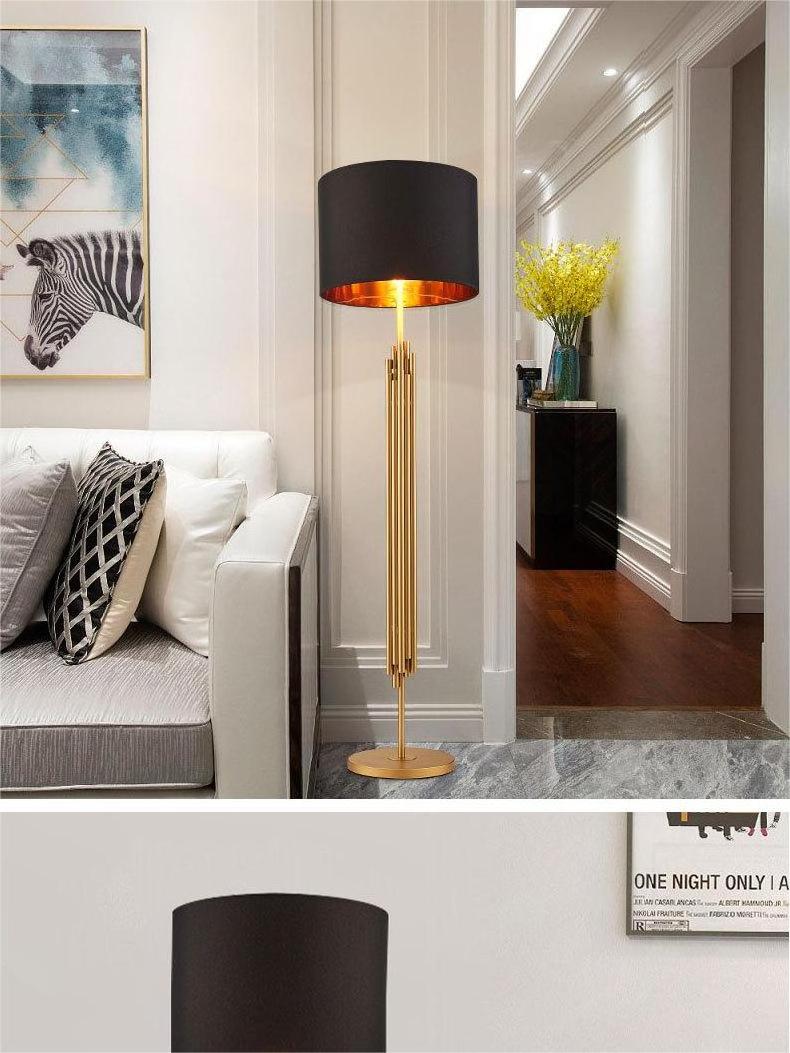 Modern luxury lights decoration Stainless steel lacquered cloth gold floor lamp standing modern for living room