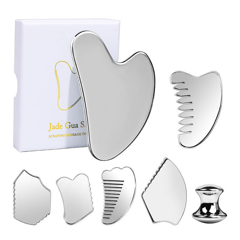 Optimal Price Supply Stainless Steel Metal Gua Sha Set Steel Guasha Facial Massager Anti-aging Gua Sha Scraping Massage Tool