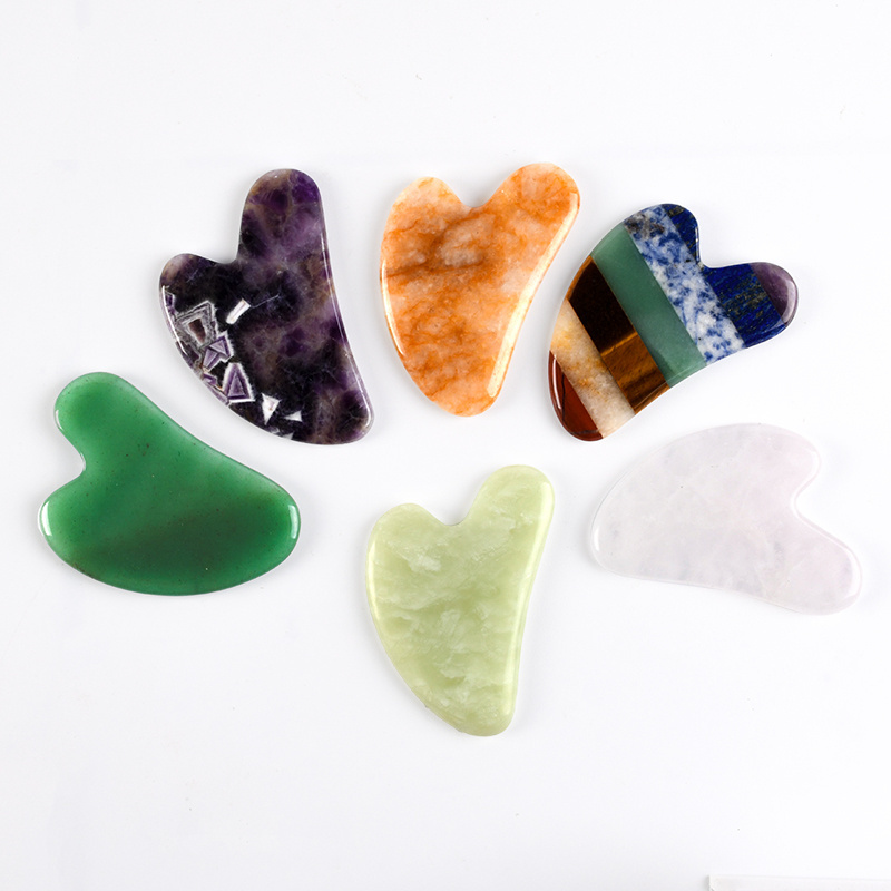 Natural Quartz Guasha Face Skincare Tool Custom Logo Jade Gua sha Set Wholesale Beauty Rose Quartz Gua Sha Stone Massager