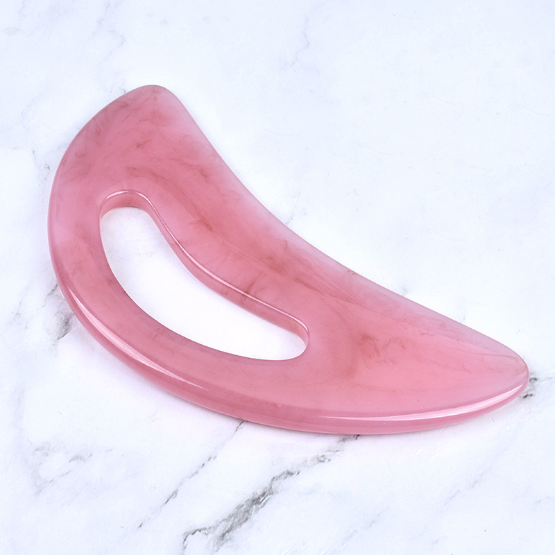 Best Selling Low MOQ Back Healthcare Large Gua Sha Massage Tool Custom Logo Resin Pink Big Guasha Body Massager With Handle