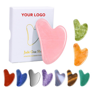 Natural Quartz Guasha Face Skincare Tool Custom Logo Jade Gua sha Set Wholesale Beauty Rose Quartz Gua Sha Stone Massager