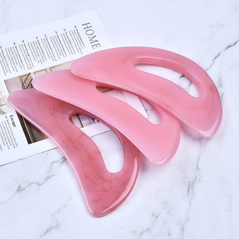 Best Selling Low MOQ Back Healthcare Large Gua Sha Massage Tool Custom Logo Resin Pink Big Guasha Body Massager With Handle