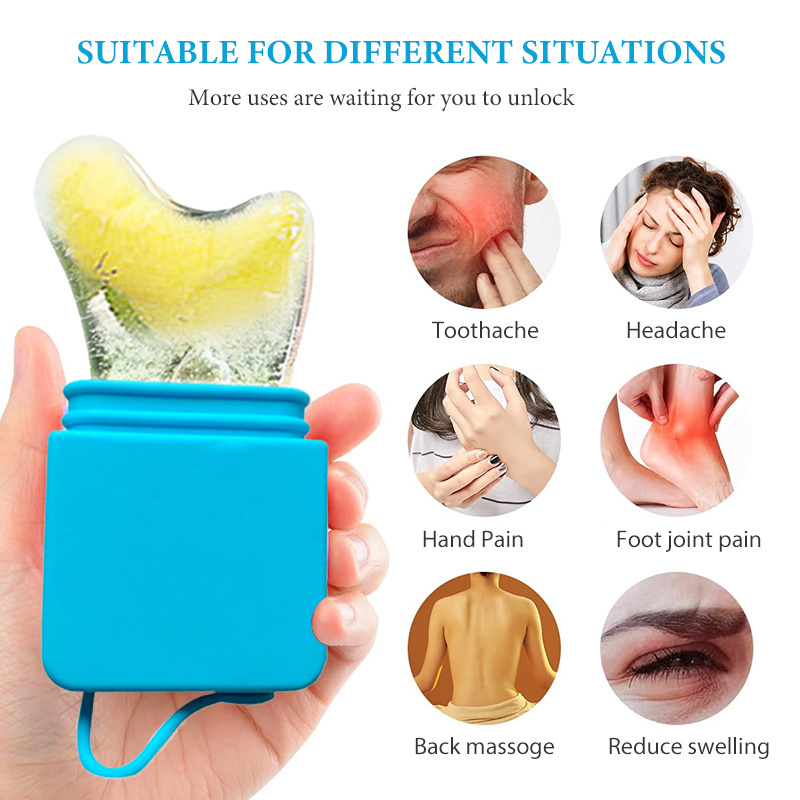 2023 Summer Popular Style Products Silicone Facial Ice Globes Roller Mold Cooling Ice Cube Gua Sha Tool Face Ice Massage Roller