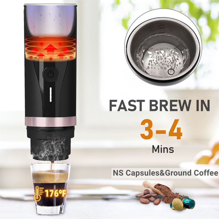 Portable Espresso Maker Espresso Coffee Machine Coffee Capsule Machine Aluminum Ce OEM 90 Cappuccino Maker Free Spare Parts 5v