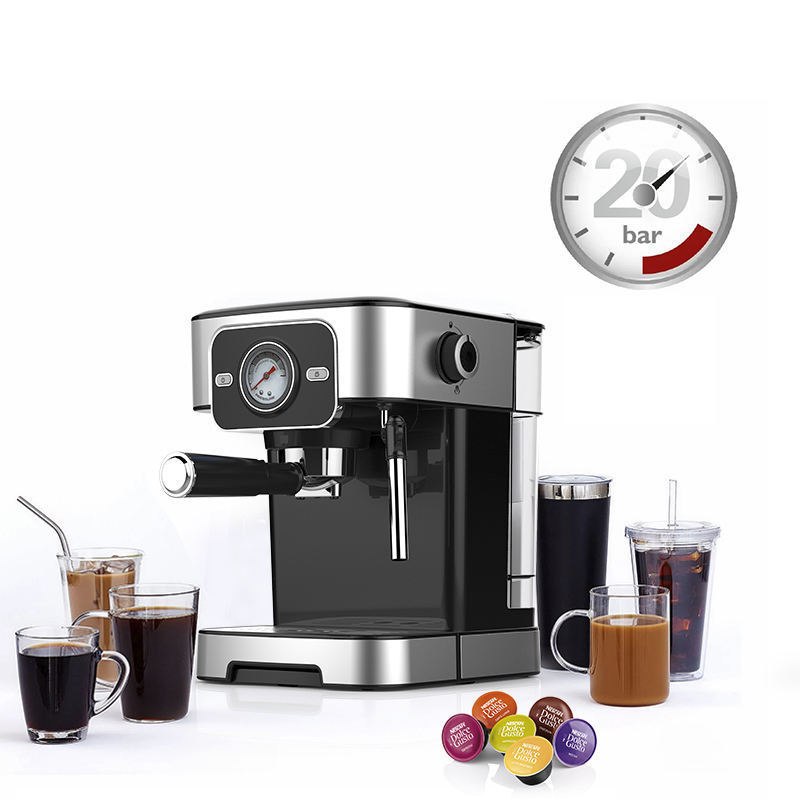 Factory wholesale semi-automatic capsule coffee machine household retro fancy milk foam portable espresso machine