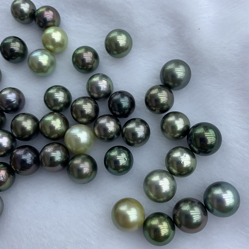 Grade Natural Real Genuine Seawater Peacock Black Round Loose Tahiti Sea Loose Pearl Price wholesale