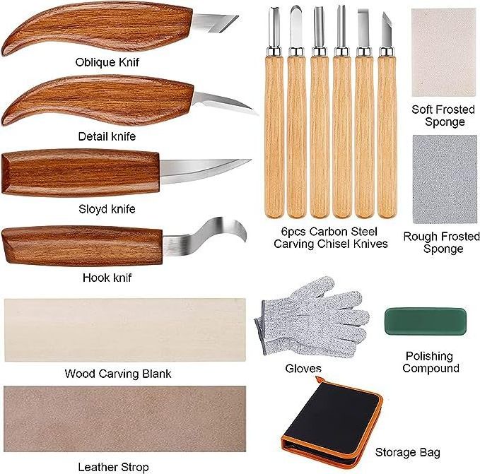 New Coming 10pcs knives set  walnut wood CRV60  blade hand engraving tool spoon carving knife set